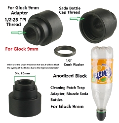 13.5x1LH TPI Cleaning Patch Trap Adapter Muzzle Soda Pop bottles Black For Glock 9mm